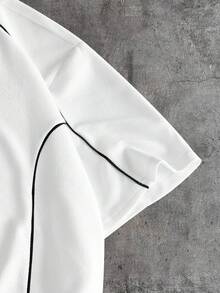 AXEPEAK Men's Casual Patchwork Round Neck T-Shirt, Versatile For Daily Wear - White - View 5