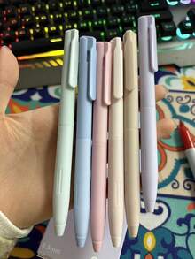 Set de 6 bolígrafos de gel de colores estéticos de Morandi, bolígrafos retráctiles con clic para estudiantes, diario y toma de notas - Multicolor - Ver 1