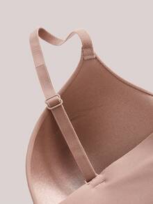 Veilyse 1pc Women's Solid Color Adjustable Strap Bodysuit With Shortsfor Summer - Coral Pink - View 4