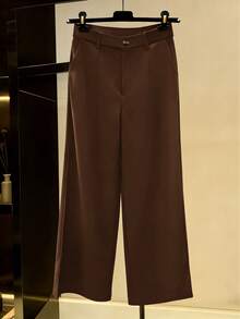 Franclia Casual Fashion Shirt Vest 2 In 1 Waist Slimming Wide Leg Pants 2-Piece Set - Brown - View 6
