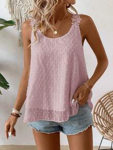 Hotletica Áo camisole thời trang dáng rộng màu trơn dành cho nữ, thích hợp cho kỳ nghỉ. - Hồng - Xem 6