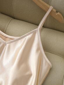 SHEIN Tall 杏色吊带连衣裙，优雅的春夏度假装扮，适合派对穿着，新款春夏女士杏色吊带连衣裙，收腰显瘦杏色吊带连衣裙 - 杏色 - 查看 7