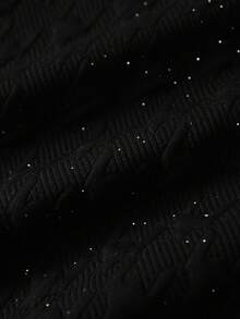 Manfinity Roghcode 男士黑色衬衫短裤套装，星空图案，纹理针织面料，休闲衬衫短裤套装，适合日常穿着和通勤。 - 黑色 - 查看 4