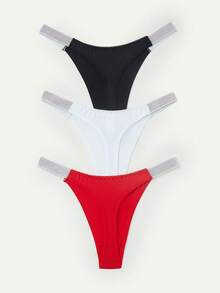 3 paquetes de tangas con cinta de contraste, ropa interior sexy para hombres - Multicolor - Ver 5