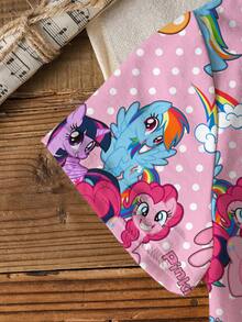 My Little Pony X SHEIN 女童夏季可爱波点小马印花圆领短袖T恤 - 白色 - 查看 6