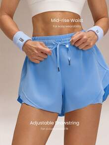 GLOWMODE Quần short VitalSwift Fast Moves 4.5 inch, nhẹ, nhanh khô, co giãn, khử mùi, xẻ tà bên hông, có túi khóa kéo, thích hợp cho tập luyện, tennis, chạy bộ, tập gym. - Màu xanh lam - Xem 7