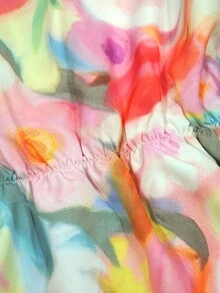 Airaco Women's Floral Print Pleated Casual Versatile Daily Wear Top - Multicolor - View 4