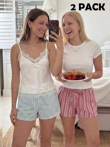 CovetEZ Quần short nữ kiểu dáng thường ngày, kẻ sọc, thắt eo. - Nhiều màu - Xem 1