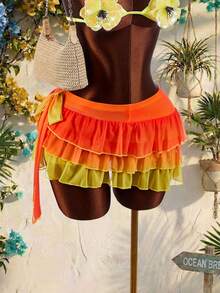 Amplova 2026新款不对称渐变色性感度假半身裙 - 彩色 - 查看 5