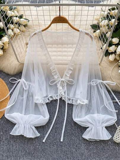 GlowEve CURVE Áo khoác lưới cỡ lớn dành cho nữ, thích hợp cho hẹn hò mùa xuân/hè, lãng mạn, đa năng, trang phục thường ngày khi đi nghỉ mát.