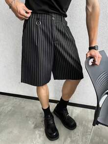 Manfinity Hypemode Quần short nam cỡ lớn xếp ly kẻ sọc, thích hợp mặc hàng ngày, đi chơi cuối tuần, du lịch, gặp gỡ bạn bè, v.v. Chiếc quần short đa năng này là món đồ thiết yếu trong tủ quần áo của phái mạnh và là món quà tuyệt vời dành cho bạn trai hoặc chồng. - màu đen - Xem 4