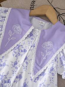 SHEIN Genkimix Kids Đầm dự tiệc kiểu dáng thường ngày, in hoa, xếp nếp, dành cho bé gái. - Nhiều màu - Xem 2