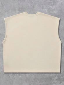 ROMWE MEN Street Life Men's Rivet Decor Printed Loose Fit Tank Top, Retro Street Style - Apricot - View 4