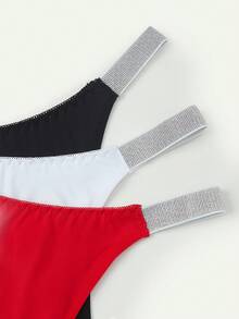 3 paquetes de tangas con cinta de contraste, ropa interior sexy para hombres - Multicolor - Ver 2