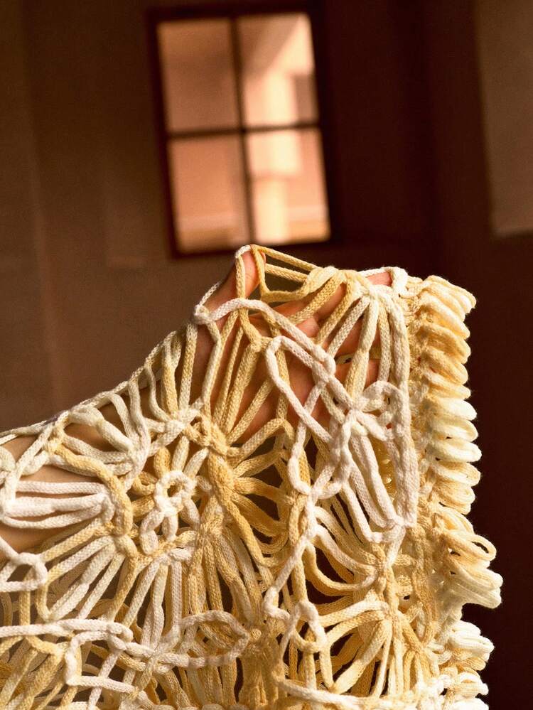 TEXTURED CROCHET TIE DYE COLOR MESH VACATION BOHEMIAN COVER UP SLEEVELESS MINI DRESS