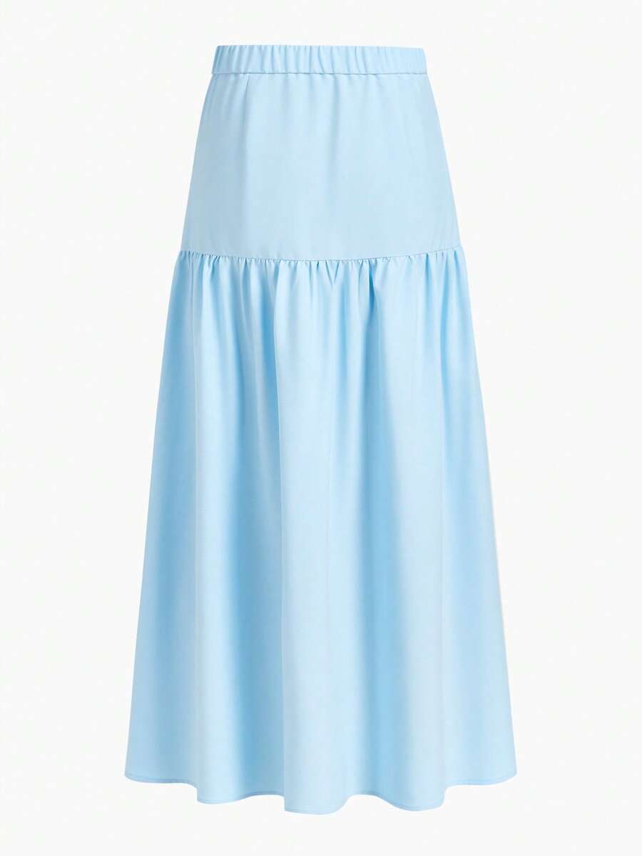 MOTF PREMIUM ELEGANT ROSE BUCKLE DECOR CASUAL SKIRT - Baby Blue - View 2