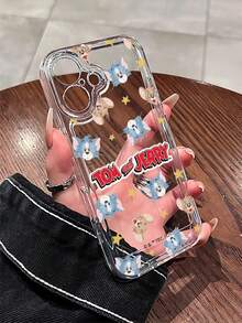 TOM & JERRY X SHEIN Desain Kartun Tom and Jerry, Casing Ponsel Transparan untuk Perlindungan Benturan, Kompatibel dengan iPhone 11/12/13/14/15/16 Pro Max, Unisex, Cocok sebagai Hadiah Liburan. - MultiWarna - View 3