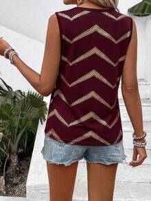 Selamara Áo tank top nữ mùa xuân/hè mới về, họa tiết sọc lượn sóng ombre, cổ tròn, kiểu dáng thường ngày, đa năng. - Nhiều màu - Xem 2