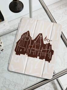 HARRY POTTER X SHEIN 透明亚克力三折双面印花咖啡色教堂字母图案彩绘平盖保护套，兼容mini 6/ mini 7/Air/Air 2/9.7/10.5/10.2/Air 4/Air 5/10.9/Pro 11/10/2024 Air 11 (M2)/Pro 11 (M4) 2024/Air 11英寸 (M3) 2025/ (A16) 11英寸第十一代 2025款。高透明度保护套，产品不含触控笔。部分机型在边框内设有内置触控笔插槽。 - 彩色 - 查看 2
