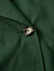 SHEIN MOD Women's Solid Color Lapel NeckDouble-Breasted Jacket And Wide-Leg Pants Elegant Suit Set - Dark Green - View 5