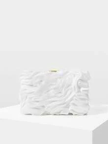 MOTF PREMIUM BOLSO DE NOCHE CON CIERRE DE BESO FRUNCIDO - Blanco - Ver 4