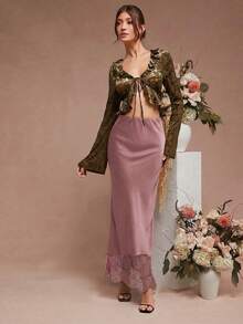 L'Amorae BOTTOM LACE DETAIL PENCIL SKIRT - Pink - View 5