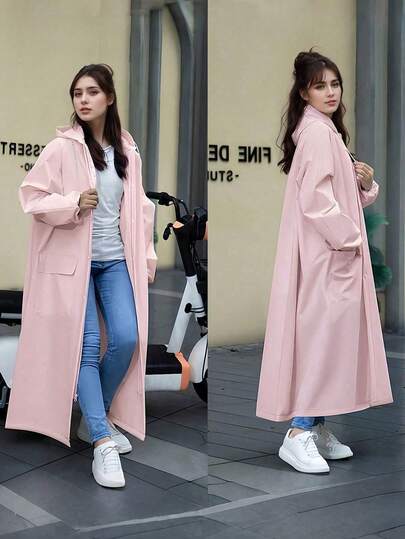 SHEIN Impermeable de moda multifuncional, abrigo de lluvia largo y de Body completo, impermeable y a prueba de viento para mujeres, abrigo de lluvia grueso, poncho de lluvia multifuncional para actividades al aire libre, ciclismo, viajes, escalada, abrigo de lluvia blanco, abrigo de lluvia rosa, equipo de lluvia morado para mujeres, ropa exterior, oficina, hogar, viaje