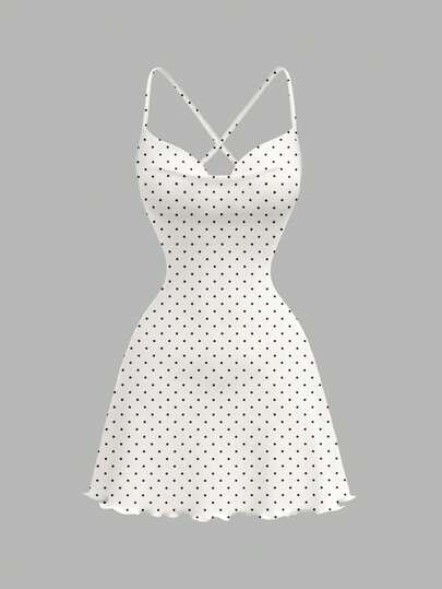 SHEIN MOD Đầm mini hai dây cổ xếp ly chấm bi đen trắng phong cách retro thanh lịch dành cho nữ – Trang phục sang trọng và đa năng cho các buổi đi chơi, đi biển, kỳ nghỉ bên bờ biển, phong cách vintage đảo quốc, không khí lãng mạn của kỳ nghỉ, kỳ nghỉ xuân, đám cưới, dự tiệc cưới, sinh nhật, tiệc tùng, lễ hội miền Tây, du thuyền nghỉ dưỡng, buổi hòa nhạc lễ hội âm nhạc Boho, chuyến đi thành phố, trang phục ngày lễ, phong cách dịu dàng và thanh lịch, trang phục mùa xuân hè dễ thương và trang nhã, hoàn hảo cho ở nhà hoặc du lịch.