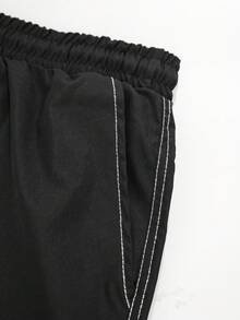 PAVTROS Camisa de manga corta con patrón numérico y pantalones cortos para hombre, conjunto casual diario - Negro - Ver 7
