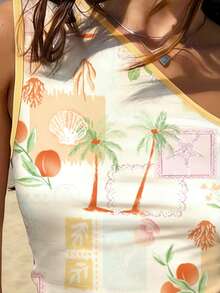 INAWLY 女士椰树印花休闲吊带上衣 - 彩色 - 查看 3