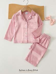 Cozy Pixies 女婴碎花印花加绒圆领长袖上衣和松紧腰裤两件套 - 淺粉色 - 查看 5