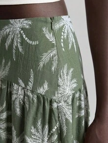 女士休闲椰树印花半身裙 - 彩色 - 查看 4