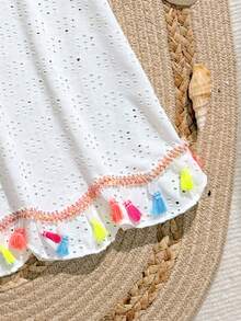 SHEIN Áo khoác ngoài dáng suông ombre nhiều màu sắc cho bé gái, thoải mái và nhẹ nhàng, phù hợp cho bé 4-7 tuổi, thích hợp cho kỳ nghỉ hè. - trắng - Xem 3