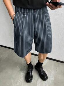 Manfinity Hypemode Phong cách đường phố dành cho nam giới trẻ tuổi, sản phẩm đa năng: Quần short nam dáng rộng xếp ly kẻ sọc, cài hai nút, phù hợp với phong cách đường phố, trang phục thường ngày, đi chơi cuối tuần, lễ hội âm nhạc, tiệc tùng và các dịp xã hội khác của giới trẻ. Chiếc quần short này là một món đồ đa năng không thể thiếu trong tủ quần áo của nam giới và là một món quà tuyệt vời dành cho bạn trai hoặc chồng. - Màu xanh bụi bặm - Xem 5