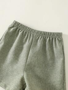 SHEIN 男宝宝夏季可爱百搭撞色条纹绅士背心短裤套装，适合生日派对、锐舞派对、晚宴、演出、婚礼、宝宝满月、洗礼、一周岁生日庆祝、婚礼宾客、婴儿洗礼服 - 彩色 - 查看 9