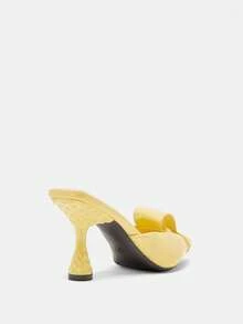 2026 Spring & Summer New Fashion Pointed Toe High Heel Sandals, Bowknot Mules For Women - Yellow - View 8