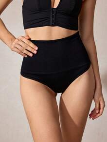 Veilyse Culotte gainante unicolore taille haute - Noir - Voir 3