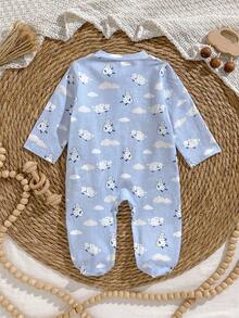 Loomiva Newborn Baby Girl Cartoon Bear Pattern Knitted Soft Round Neck Long Sleeve Romper With Pants, Versatile & Comfortable - Multicolor - View 3