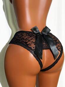 SpicyHot Sexy Lace Butterfly Accent Backless Panties Bridal Lingerie For Going Out - Black - View 3