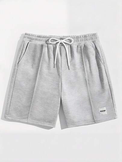 Manfinity Unisex Men's Casual Loose Shorts, Standard Size, Gray Plain