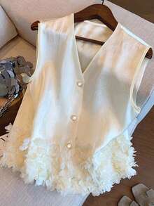 GlowEve Women's Fashionable Casual Applique Camisole - Apricot - View 3