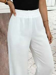 Pariaura 性感七分阔腿裤，纯棉优雅春夏长裤 - 白色 - 查看 4