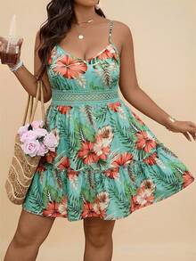 Travachic Plus Size Women Floral Print Ruched Casual Vacation Slip Dress - Multicolor - View 4