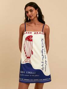 Travachic Vestido de vacaciones con tirantes sueltos y estampado de peces para mujer, estilo bohemio, occidental, con estampado tropical de loro, adecuado para vacaciones de verano, vestidos de verano, conjuntos de verano, vestidos de verano para mujer, atuendos de playa para mujer, atuendos de vacaciones de playa para mujer, atuendos de vacaciones para mujer, vestidos casuales para mujer, nuevos lanzamientos de verano 2026 - Multicolor - Ver 5