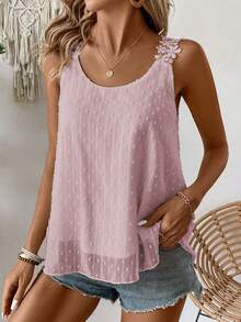 Hotletica Áo camisole thời trang dáng rộng màu trơn dành cho nữ, thích hợp cho kỳ nghỉ. - Hồng - Xem 7