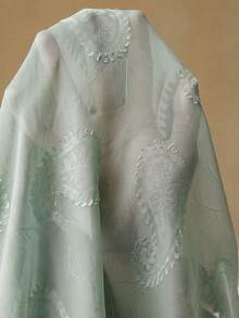 Aveloria Rosie Đầm midi xòe sang trọng, thanh lịch dành cho nữ, được thêu họa tiết paisley cầu kỳ, chất liệu vải cắt xẻ tinh tế, tay bồng, thắt eo, điểm nhấn là hàng cúc trang trí. - màu xanh lá - Xem 7