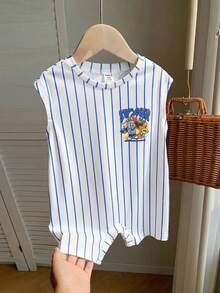 Bubblio Newborn Baby Boy Cute Summer Casual Knit Cartoon Pattern Striped Short Sleeve Romper - Multicolor - View 3