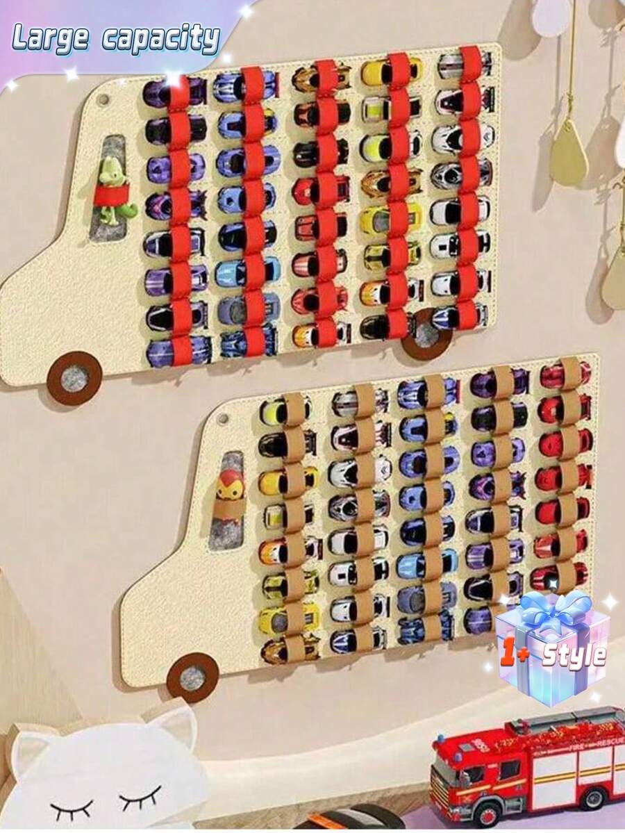 Large Capacity Racing Storage Rack, Beige Racing Stripe Background, Hanging Design, Space Saving, Vertical Wall Decoration, Easy To Install, Durable Fabric Garage, Fun Decoration, Racing Accessories, Fun Decorations, Fun Design, Toy Storage, Door Hanging Storage, Room Organization, Home Decoration - Multicolor - View 1
