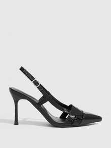 CUCCOO SZL Women's Pointed Toe Buckle Design Fashionable High Heels, Versatile For Daily Wear - Black - View 2