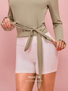 GLOWMODE FeatherFit™ Split Decision 二合一双面可穿 柔软弹力吸汗系带长袖上衣 瑜伽普拉提工作室日常休闲 - 橄欖綠 - 查看 5